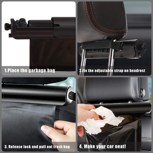 Aurora Multi-Purpose Trash Bag - Self-Adhesive Bag and Holder- 2 disposable Trash Bag Rolls, Aluminum Dispenser, Headrest attachment Strap (for ca...