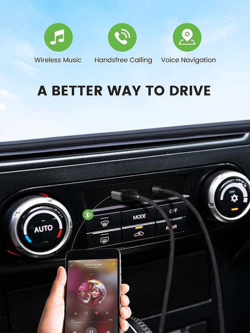 Bluetooth Aux Adapter for Car, USB Aux Bluetooth 5.2 Receiver with 3.5mm Jack Kit, Handsfree Calling, Music Streaming, Compatible with Trucks, Veh...