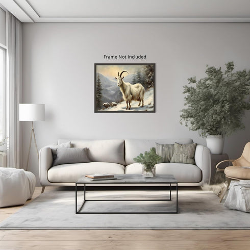 Posterizer 1 pcs-goat in snowy winter nature-oil painting style 10-Art for Animal Lovers-Landscape & Nature Art-Decor for Home & Office- unframed ...