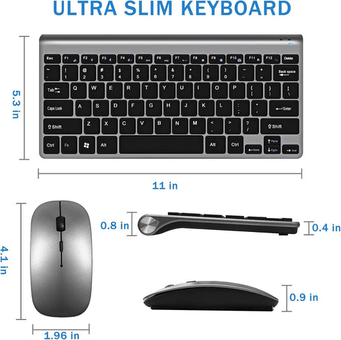 Wireless Keyboard and Mouse Combo, Compact Quiet Wireless Keyboard and Mouse Set 2.4G Ultra-Thin Sleek Design for Windows, Computer, Desktop, PC, ...