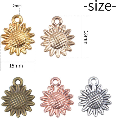 Aylifu Sunflower Charms Pendant, 50 Pieces Sunflower Charm Bead Craft Supplies Pendant Jewelry Findings Alloy Pendant for Jewelry Making Necklace ...