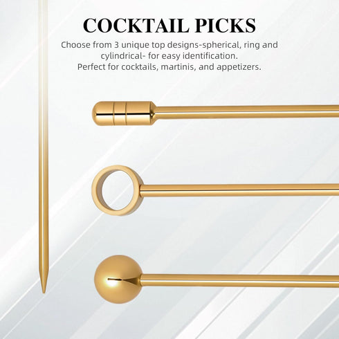 I-MART 15 Pack Stainless Steel Cocktail Picks Martini Olive Skewers, Reusable Metal Garnish Sticks for Drinks, Appetizers, Bloody Mary, Olives, Ci...