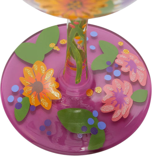 Enesco 6006284 Designs by Lolita Garden' Hand-Painted Artisan Wine Glass, 15 Ounce, Multicolor...