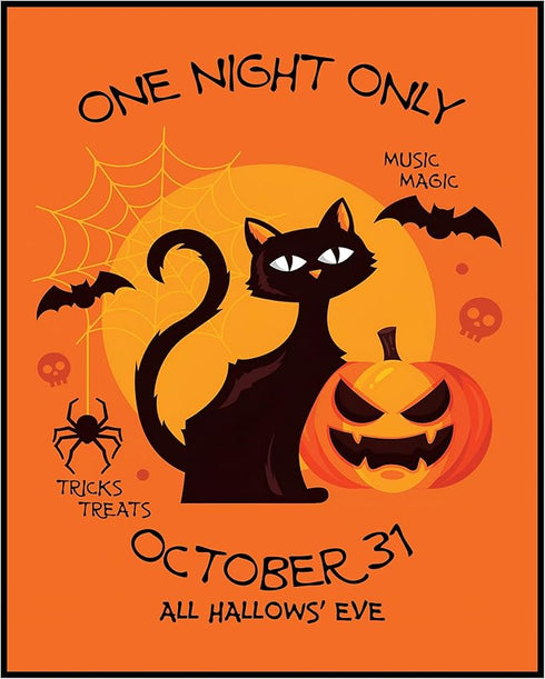 Posterizer 1 pcs-Retro Halloween Cat Creepy Art Print-Art for Animal Lovers-Gift for Steampunk or Goth Fans-Living Room Bedroom Decor- unframed wa...