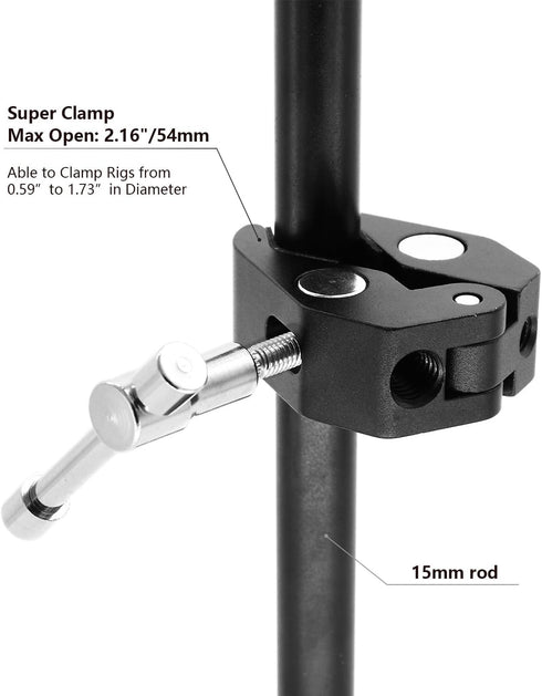 Super Clamp Camera Clamp w/ 1/4"-20 and 3/8"-16 Thread for Cameras, Lights, Umbrellas, Hooks, Shelves, Plate Glass, Cross Bars,Photo Accessories a...