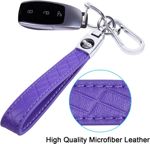 Wisdompro Microfiber Leather Car Keychain, Universal Key Fob Keychain Leather Key Chain Holder with 3 Keyrings and 1 Screwdriver for Men and Women...