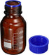 PATIKIL 250mL Reagent Media Bottle, 1Pcs Round Graduated Glass Storage Bottle Blue Screw Cap for Chemistry Lab Universities Home, Amber...