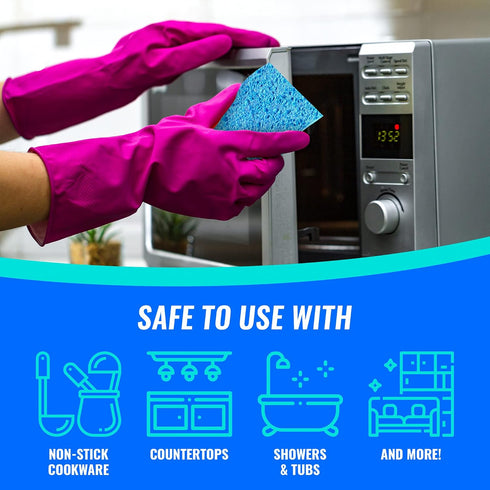 SCRUBIT Multi-Use Scrub Sponge – Non-Scratch Kitchen Sponges for Dishes, Pots and Pans - Heavy Duty & Odor Free Rippled Scrubbing Pad, Designed fo...