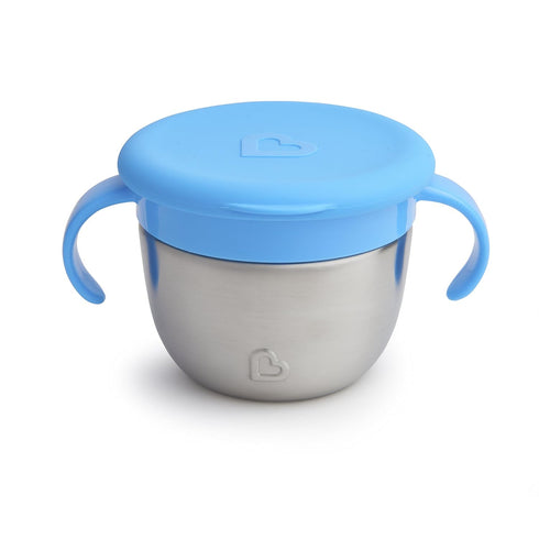 Munchkin® Snack+™ Stainless Steel Snack Catcher Cup with Lid, 9 Ounce, Blue, 1 Pack...