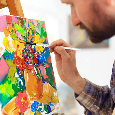 Acrylic Paint Brushes Set, 12pcs Professional Round-Pointed Tip Artist Paintbrushes for Acrylic Watercolor Oil Painting, Face Body Nail Art, Craft...