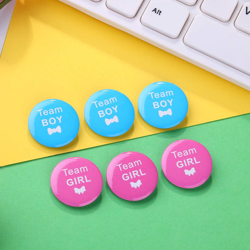 WILLBOND 72 Pcs Gender Reveal Decorations - 36 Team Boy or Girl Pins and 36 Bracelets for Party Supplies, Baby Shower Games...