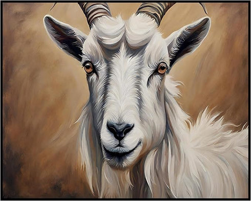 Posterizer 1 pcs- White goat with a brown background-Art for Animal Lovers-Landscape & Nature Art- Gift for Men Women Entrepreneur Teens-Decor for...