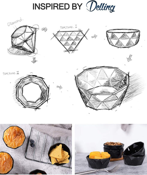 Delling Ramekins 4 OZ Oven Safe, Creme Brulee Ramekins for Baking, Pudding Custard Cups Souffle Ramiken, Dipping Sauce Dishes, Ceramic Ramekin Bow...