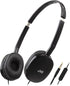 JVC Black Flat Foldable Colorful Flats On Ear Headphones with Remote and Microphone, 3.94 Foot Gold Plated 3.5mm Slim Plug - HAS160MB, Adjustable....