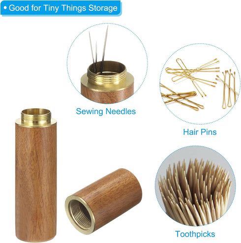 PATIKIL 0.7" OD Wooden Sewing Needle Storage Holder, 5 Pcs Portable Embroidery Needle Pin Toothpick Storage Tube Case Box for Hand Craft Knitting,...