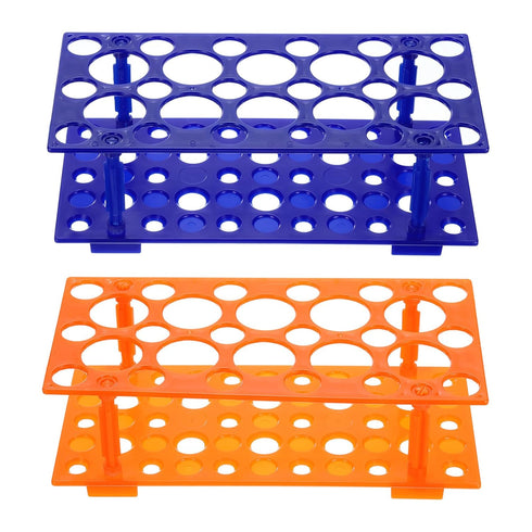 PATIKIL 50 Wells Tube Rack, 1 Set Vial Rack Double Layer Multifunction Centrifuge Tube Holder for Microcentrifuge Tubes 10/15/50ml, Blue,Orange...
