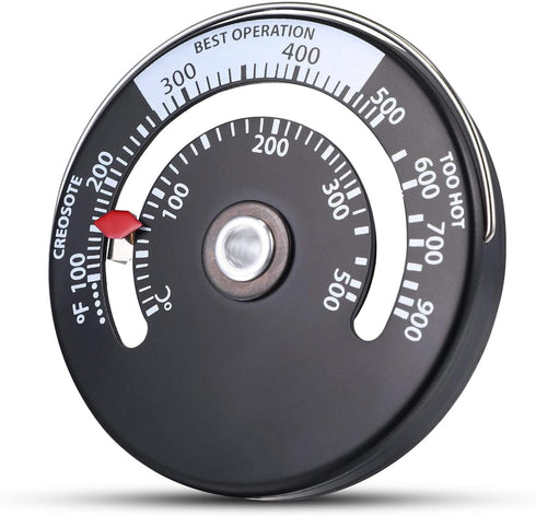 Frienda 1 Piece Wood Stove Thermometer Magnetic Oven Temperature Meter for Wood Burning Stoves Fire Stove Pipe Thermometer for Avoiding Stove Fan ...