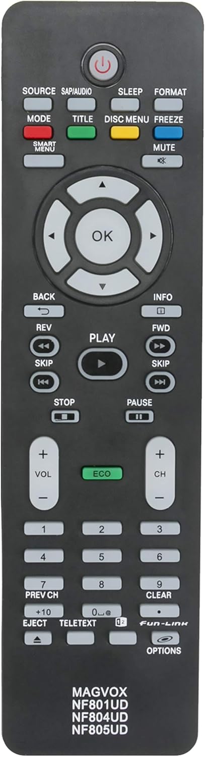 NF801UD NF805UD NF804UD Replaced Remote Fit for MAGNAVOX 22ME601B/F7 26MF301B 26MF301B/F7 26MF321B 26MF321B/F7 32MF301B 32MF301B/F7 37MF301B 37MF3...