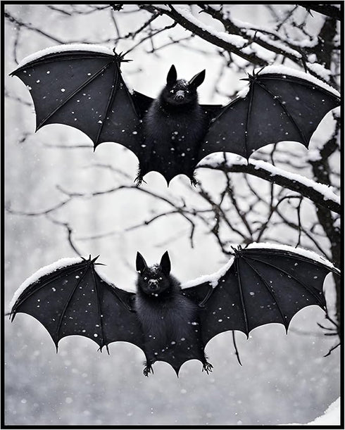 Posterizer 1 pcs- cute gothic print with bats- holloween decor-Gothic Art-Art for Animal Lovers- Living Room Bedroom Decor- unframed wall art...