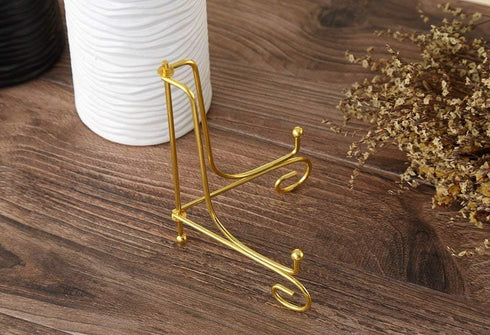 Artliving (4 pack 4" Iron Display Stand, Gold Small Iron Easel Plate Display Photo Holder Stand, Displays card,cookie, Decorative Plates,Artwork...