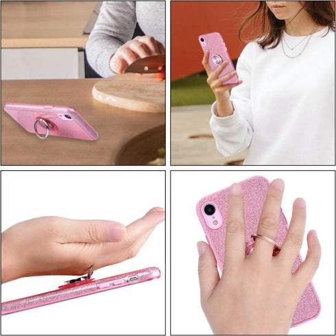 Wisdompro Case for iPhone XR, Cute Glitter Bling Sparkle Protective Case with Ring Kickstand, Women Girls Phone Case for 6.1 Inch Apple iPhone XR ...
