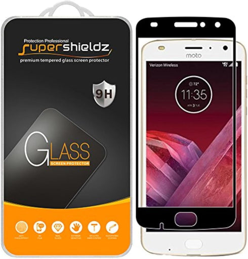 Supershieldz (2 Pack) Designed for Motorola (Moto Z2 Play) Tempered Glass Screen Protector, (Full Screen Coverage) Anti Scratch, Bubble Free (Blac...