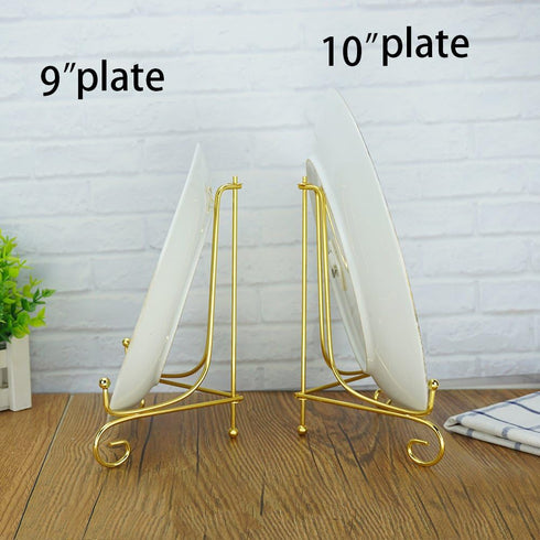 Artliving (2 pack 8 Inch Iron Display Stand, Gold Iron Easel Plate Display Photo Holder Stand, Displays Picture Frames, Cookbooks, Decorative Plat...