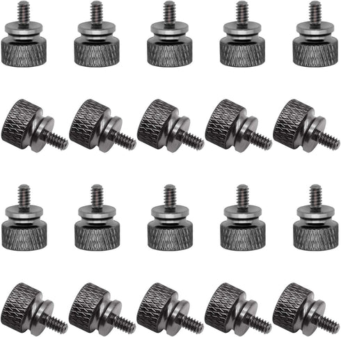 20 Pieces 6#-32 Computer Case Screws, Anodized Aluminum Thumbscrews, Fully Threaded Knurled Thumbscrews, Thumb Screws (Black)...