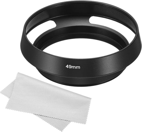 PATIKIL 49mm Lens Hood, Standard Vented Matte Surface Anti-reflective Inside Hood with Cleaning Cloth for Camera Lens, Black for Nikon, for Fujifi...