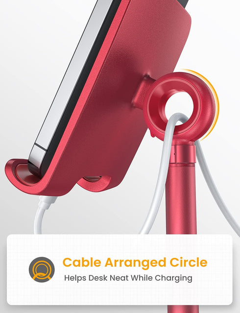 LISEN Cell Phone Stand,Angle Height Adjustable Stable Cell Phone Stand for Desk,Sturdy Aluminum Metal Phone Holder (Red)......