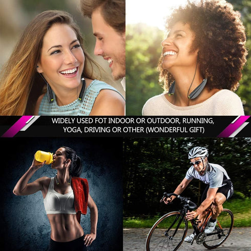 Bluetooth Headphones, Upgraded Foldable Wireless Neckband Headset with Retractable Earbuds, Noise Cancelling Stereo Earphones with Mic for Workout...