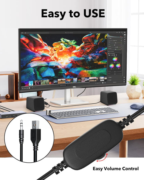 Computer Speakers,Computer Speakers for Desktop PC,Desktop Speakers,Small Computer Speakers USB Powered 3.5mm Aux Speaker for PC,Laptop,Tablet,Pho...