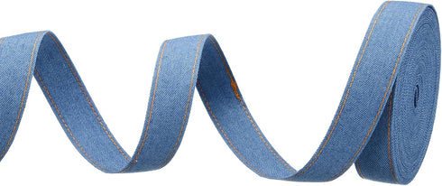 PATIKIL 1" Denim Ribbon, 1 Roll 11 Yard Layering Jean Fabric Craft Strip for Bow DIY Making Hair Clip Garment Sewing Decorations, Blue...