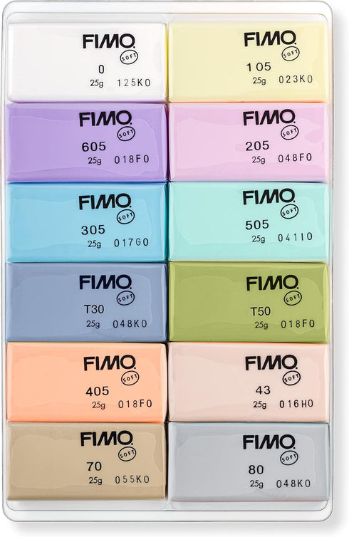 STAEDTLER 8023 C12-3 FIMO Soft Oven Hardening Modelling Clay 12 x 25 g Blocks - Pastel Colours...