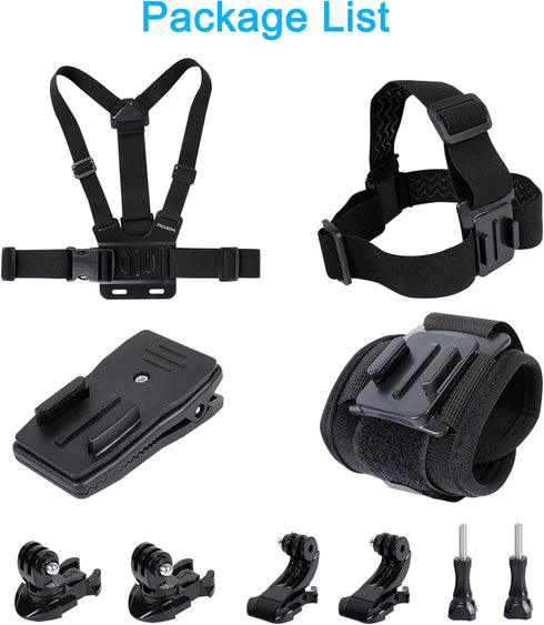 Accessories Set for GoPro Hero 12/11/10/9/8/7/6/5/4,New Quick Release Head Strap Mount + Chest Mount Harness + Backpack Clip Holder + 360°Rotating...