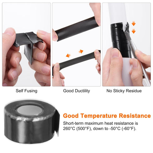 Self Fusing Silicone Tape 2" x 3ft x 0.04" Waterproof Sealing Plumbing Rubber Tape for Water Pipe Hose Leak Silicone Grip Repair Seal, White...