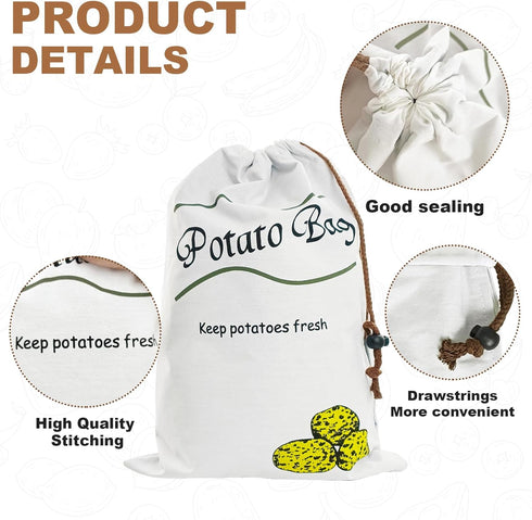 Potato & Onion Sprout-Free Vegetable Storage Bags - White...