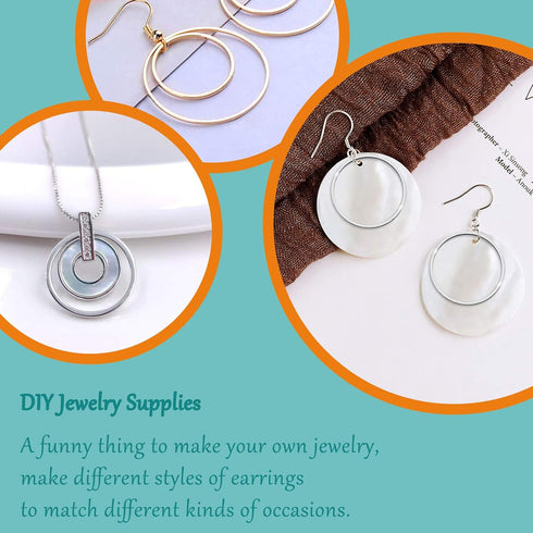 100Pcs Round Earring Beading Hoop Rings,5Sizes Earring Finding Open Bezels Linking Rings Beading Hoop Earrings Pendant for DIY Craft Jewelry Makin...