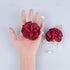 AUEAR, 4 Pack Wine Red Rose Groom Flowers Boutonniere Pearl Groomsmen Brooch for Party Decoration Party Decoration...