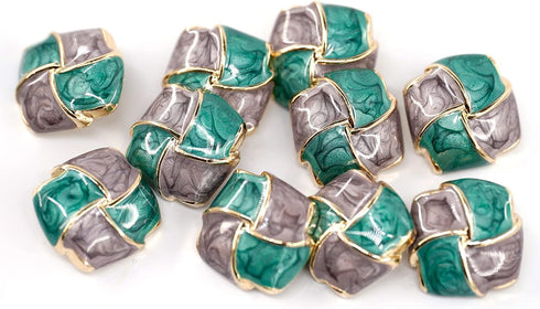 20 pcs Curved Square Enamel Grids Metal Shank Sewing Coat Buttons -20mm -13/16"...