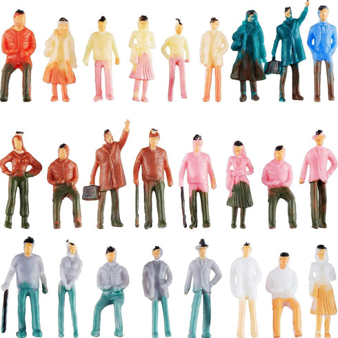 Gejoy 100 Pieces Miniature People Figurines 1:75 Scale Model Trains Architectural Plastic Mini Tiny People Sitting and Standing for Diorama...