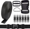 CooBigo 1 Inch Buckles Straps Set 6 Yards Black Nylon Webbing Strap 6 Pcs Quick Side Release Plastic Buckle Dual Adjustable 12pcs Tri-glide Slide ...