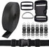CooBigo 1 Inch Buckles Straps Set 6 Yards Black Nylon Webbing Strap 6 Pcs Quick Side Release Plastic Buckle Dual Adjustable 12pcs Tri-glide Slide ...