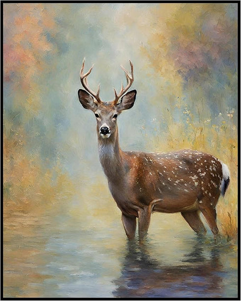 Posterizer 1 pcs- Beautiful goat standing in a river oil painting style-Art for Animal Lovers- Gift for Men Women Entrepreneur Teens-Living Room B...