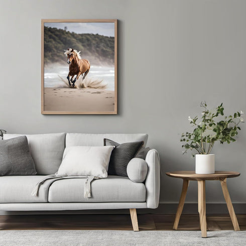 Posterizer 1 pcs- wild horse running near water-Art for Animal Lovers-Gift for Art Lovers-Living Room Bedroom Decor- unframed wall art...
