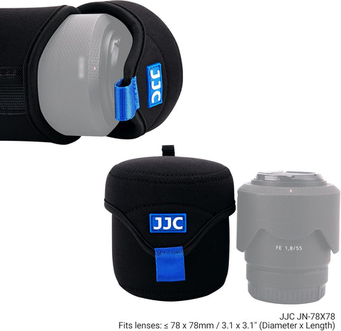 JJC Water Resistant Neoprene Camera Lens Pouch Case, Fold-Over Lens Bag for Mirrorless Lenses Up to 3.1 x 3.1 (D X H) for Sony FE 50mm f/1.8, Cano...