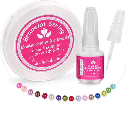 Cridoz Elastic String Fixing Coating with 1mm Bracelet String Cord Stretchy String Beading Thread for Clay Beads Friendship Bracelet Jewelry Makin...