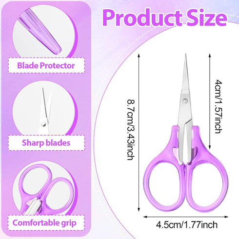 4Pcs Small Sewing Scissors Stainless Steel Detail Craft Scissors Set with Cap Portable Scissors for Paper Cutting Sewing Crafting Quilting...