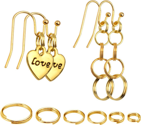 Aylifu Iron Split Rings, 1 Box (100g) 6 Sizes Double Loop Jump Ring Small Split Key Rings Connector with Opener Tool for DIY Jewelry Making - Gold...