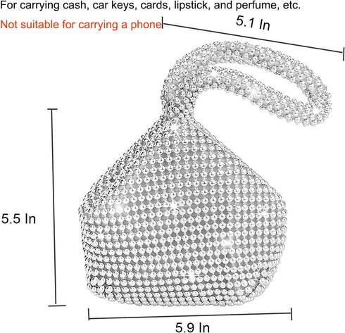 AUEAR, Triangle Bling Sequins Zipper Pouch Mini Size Women's Evening Clutch Bag Luxury Full Purse Sparkly Handbag for Prom Cocktail Party Wedding ...